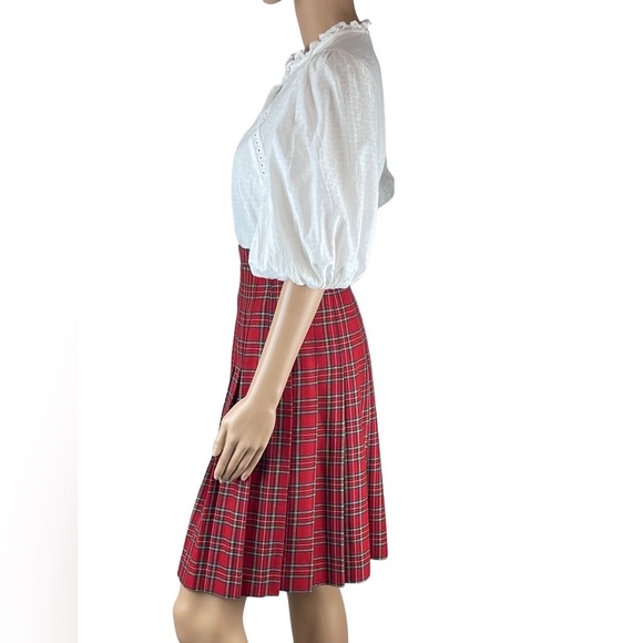 Vintage Red Plaid Pleated Skirt Michele New York Small - Picture 4 of 7